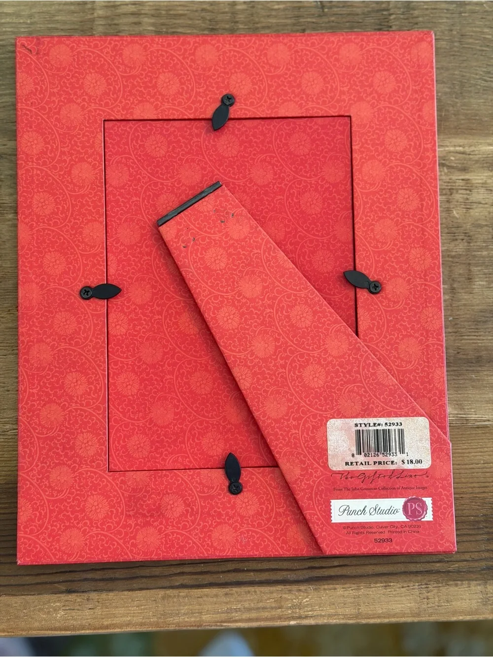 Punch Studio 8x10 Floral Decorative Photo Frame. Easel Back | Red/Black